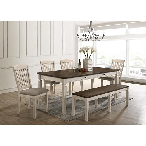 Acme Furniture Fedele Bench, Weathered Oak & Cream Finish #TOP1