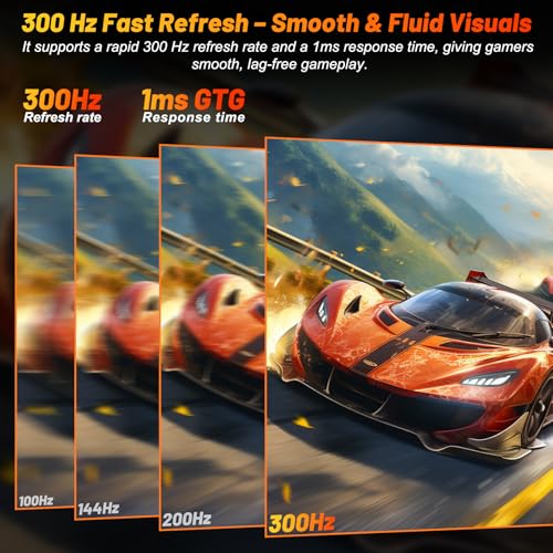 Image of LXZ 24.5 Inch 300Hz 240Hz Gaming Monitor, FHD 1920x1080 VA Panel 1ms Computer Monitor, HDR Mode, Adaptive sync, FreeSync Compatible DP x2, HDMI x2, Ultra Thin Triangle Base, VESA 75mm x 75mm