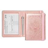 GDTK Leather Passport Holder Cover Case RFID Blocking Travel Wallet (Rose Gold)
