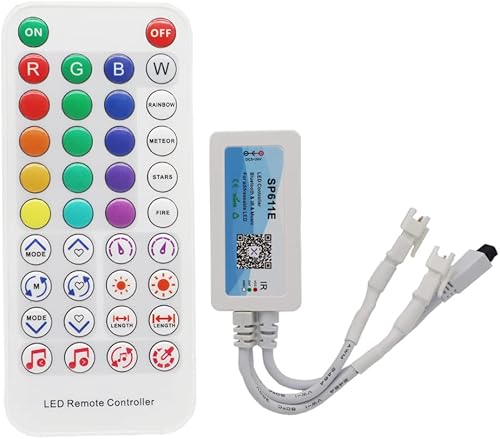 TOPXCDZ Controlador LED SP611E Bluetooth Music App para WS2811 WS2812 Tira de luz LED direccionable IR38 teclas DC5V-24V Sync Music Controller Modo