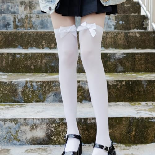 Women's 80D Velvets Over Knee Long Stockings with Bows Accent Winter Fall Opaque Thigh High Socks for Daily Wear2