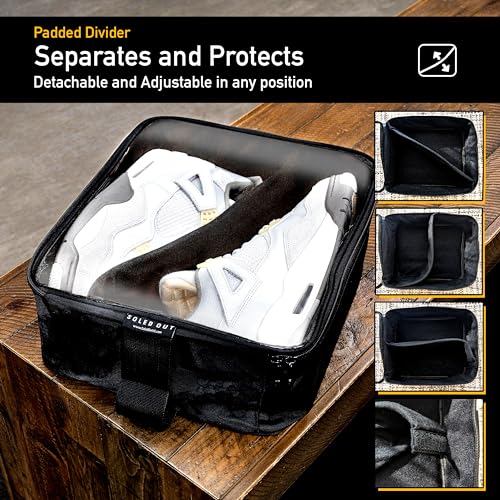 SoleGuardian XXL Sneaker Travel Case – U.S. Brand – Clear Waterproof Lid, Adjustable Dividers – Soft Bag Organizer for up to 4 Pairs of Casual, Athletic, Golf & Sports Shoes, Gift for Men & Women (1)3