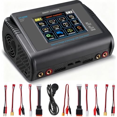 HTRC Lipo laddare Duo och urladdare, RC batteriladdare 150 W AC 240 W DC med balans, Lipo Charger 10A för LiPo, Life, LiHV, Li-Ion, NiMH, NiCD, PB-batterier och RC bil/båt, Airsoft-batterier