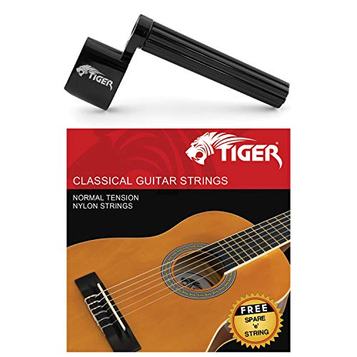 Tiger Jeu de cordes et enrouleur de cordes pour guitare classique - Les Beatles, Paul McCartney, John Lennon, RIngo Starr, George Harrison Tiger Jeu de cordes et enrouleur de cordes pour guitare classique