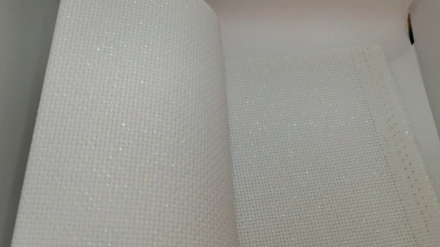 Image of 12 inch x 59 inch 14CT Counted Cotton Aida Cloth Cross Stitch Fabric (White Opal)