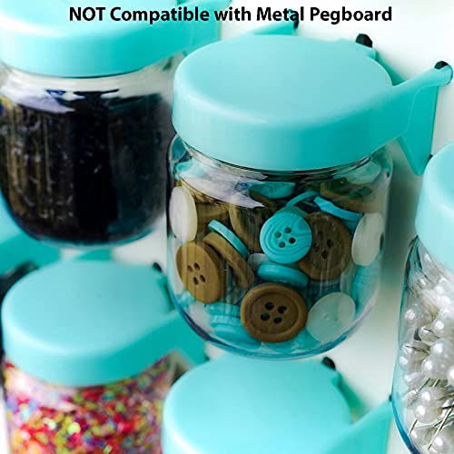 Pegboard Accessories Organizer Storage Jars - Crush & Impact Resistant Plastic Pegboard Jars - One-Handed Locking System - Peg Board Attachments For Craft, Sewing & Garage Storage - Set Of 12 (Blue) #TOP4