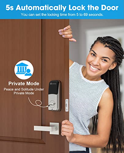 Guarder Keyless Entry Door Lock Set With Lever Handle - Electronic Digital Keypad Deadbolt - Smart Front Door Lock Set - Auto Lock, Ip56 Waterproof, 300 Users - Easy Installation - Silver #TOP3