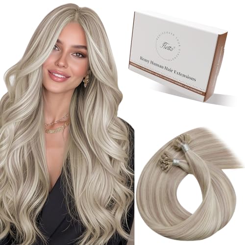 Hetto Extension Cheveux Naturel Keratine Blond 50g 50 Mèches Extension Keratine Cheveux Naturel Highlight Blond Décoloré Remy Lisse Invisible Confortable et...