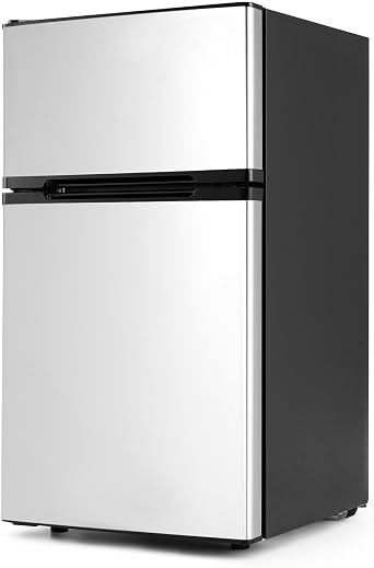 ARLIME 3.2 Cu.Ft Mini Fridge with Freezer, Quiet Small Refrigerator | Double Door, Adjustable Thermostat and Removable Glass Shelves, For Office, Bedroom, Dorm and Apartment