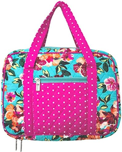 DIWI Quilted Bible Cover Large Sizes 10 X 7 X 2.75 Inches Bible Tote Good Book Case (L, C2 Pink Garden)