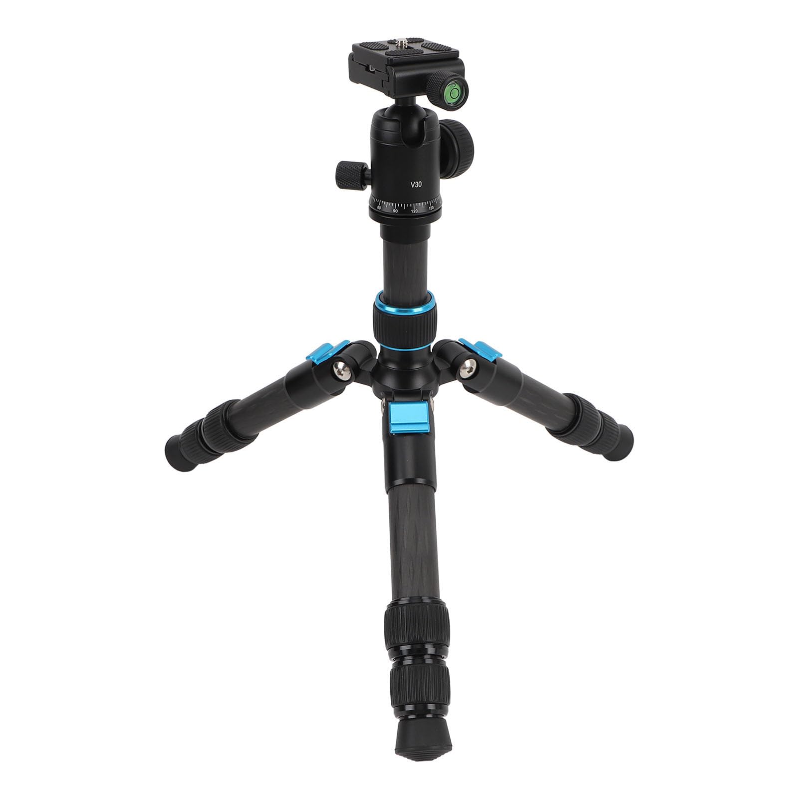 KIMISS Statyw do Aparatu Mini DSLR Statyw do Aparatu Stacjonarnego z Włókna Węglowego Wysuwany Otwór na śrubę 1/4 Cala z głowicą kulową 360° Płytki Arca QR Poziomica Kompatybilna z Monopodem