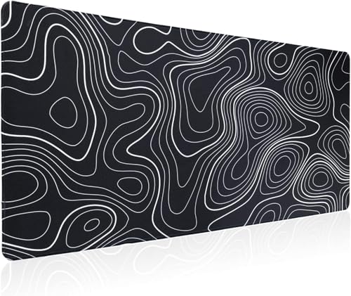Image of Saco XXL Gaming Mouse Pad for PC - Large Desk Mat 900x400x3mm, Extended Non-Slip Rubber Base, Waterproof Surface, Topographics Design, Big Keyboard Mouse Pad for Office & Home Setup