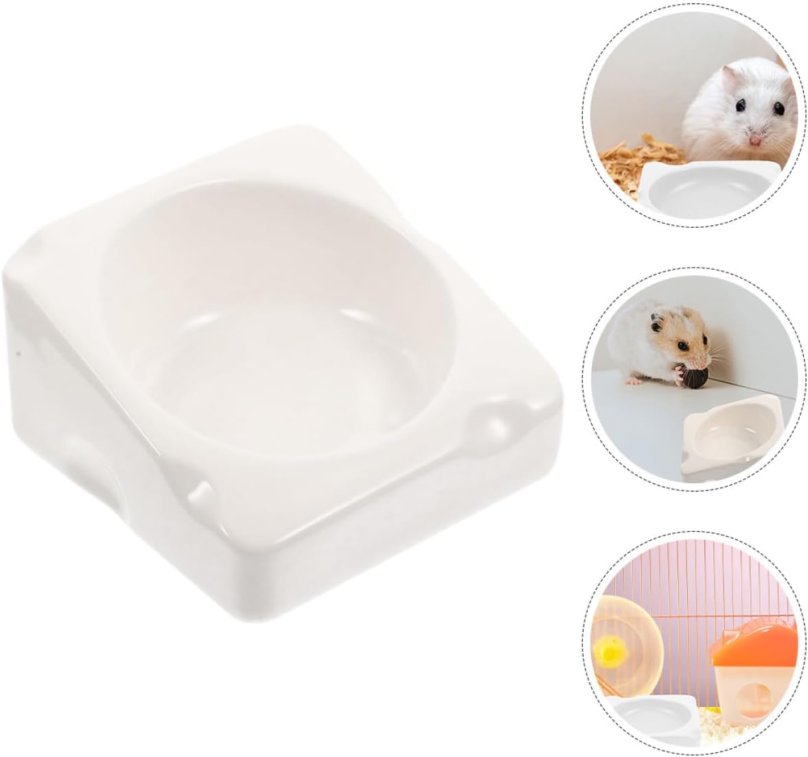 ibasenice Guinea Pig Feeding Bowl and Hamster Food Dish Ceramic Anti-tip Small Animal Snack Bowl for Gerbils, Squirrels, and Chinchillas in Cage