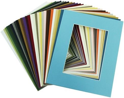 Mat Board Center, High Quality Crescent Pack of 20, 8x10 MIXED COLORS White Core Picture Mats Mattes Matting for 5x7 Photo by Mat Board Center