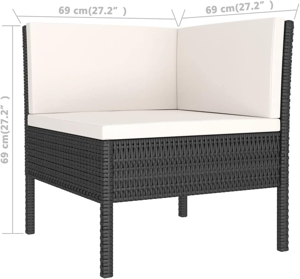 vidaXL Patio Lounge Set 6 Piece with Cushions Outdoor Garden Terrace Yard Sofa Seating Seat Lounging Set Furniture Poly Rattan Black