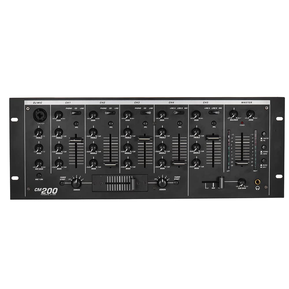 Mesa de Mezclas,ERYUE Profesional de 5 canales para DJ de montaje en rack mezclador estéreo consola de mezclas