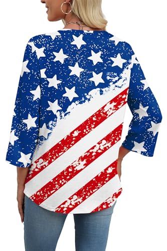 Image of WIHOLL 3 /4 Length Sleeve Womens Tops Boho V Neck Lace Shirt Trendy Blouses Dressy Casual Vacation Clothes S-3XL