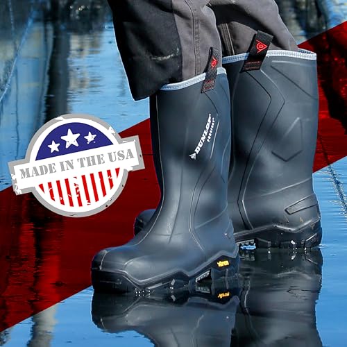 Image of Dunlop Purofort+ Expander Full Safety with Vibram Sole Omega - Work Boots for Men & Women - Waterproof Safety Boots with Stoel Toe - Chemical and Slip Resistant with Tall Shaft - Black - Size 15
