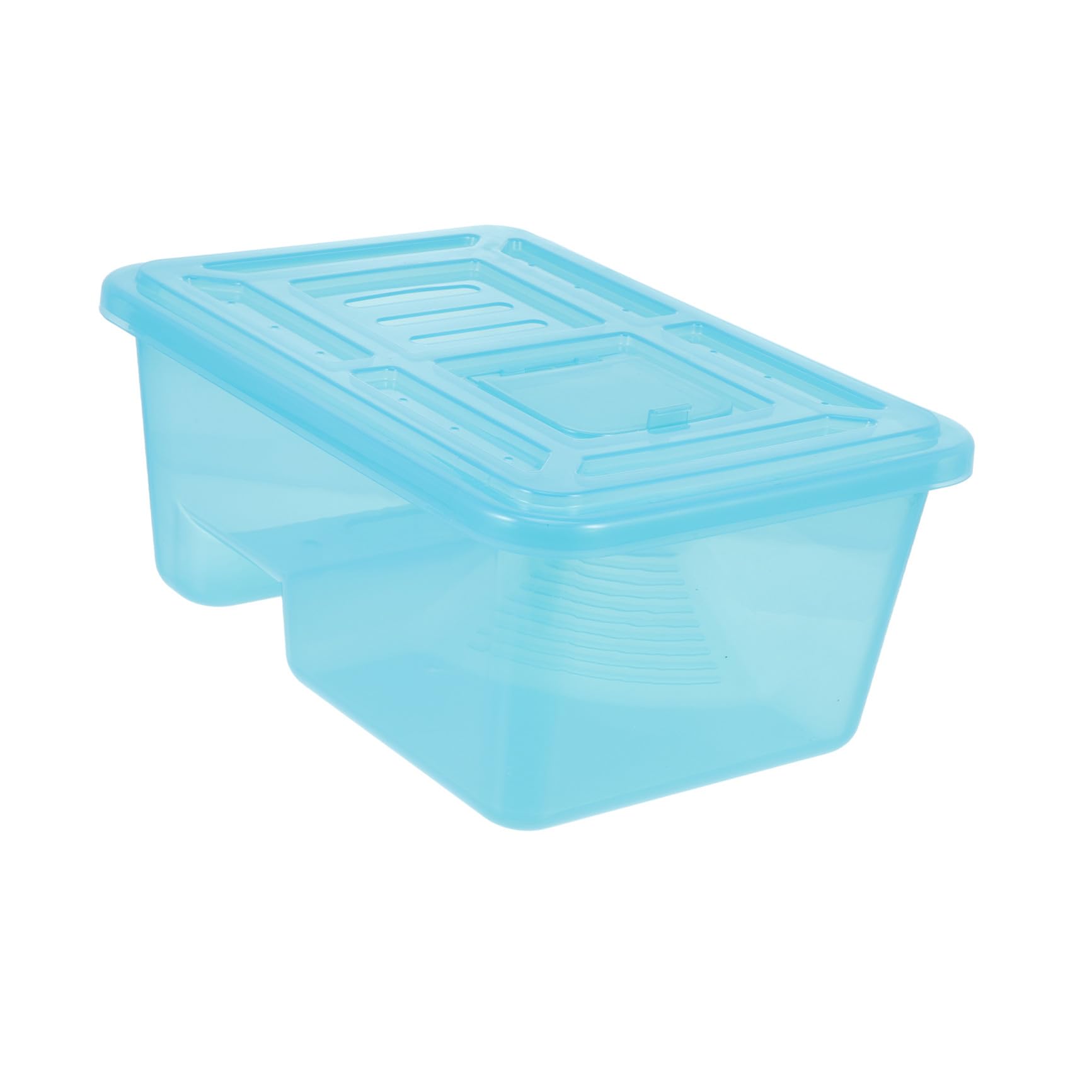 Vasca Tartarughe Plastica con Piattaforma Rilassante Trasparente Terrario Rettile Multiuso per Allevamento e Alimentazione Box Acquatico Sicuro e Facile da Pulire