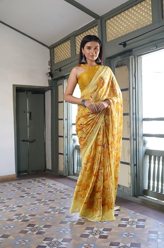 Image of MIRCHI FASHION Saree for Woman Chiffon Floral Printed | Lightweight All-Day Comfortable Women's Sari with Unstitched Blouse Piece (Available in 30 Colors)