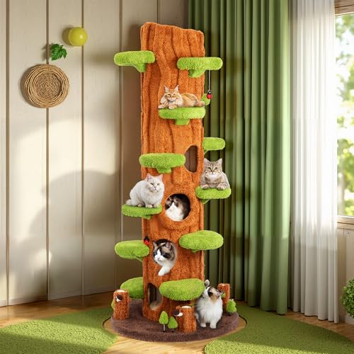 88.6" Extra Large Solid Wood Cat Tree Tower – Multi-Level Indoor ...