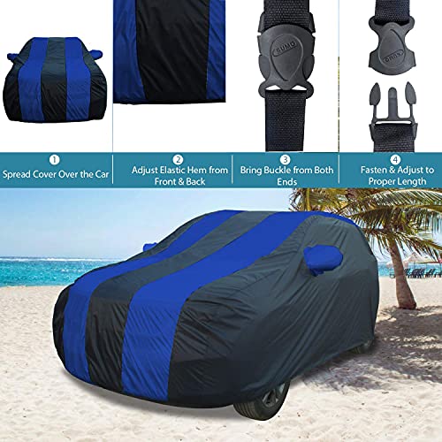 Image of Allextreme LLB5002 Car Body Cover Compatible with Land Rover Free Lander-2 Custom Fit Dustproof UV Heat Resistant Indoor Outdoor Body Protection (Navy Blue & Blue with Mirror)