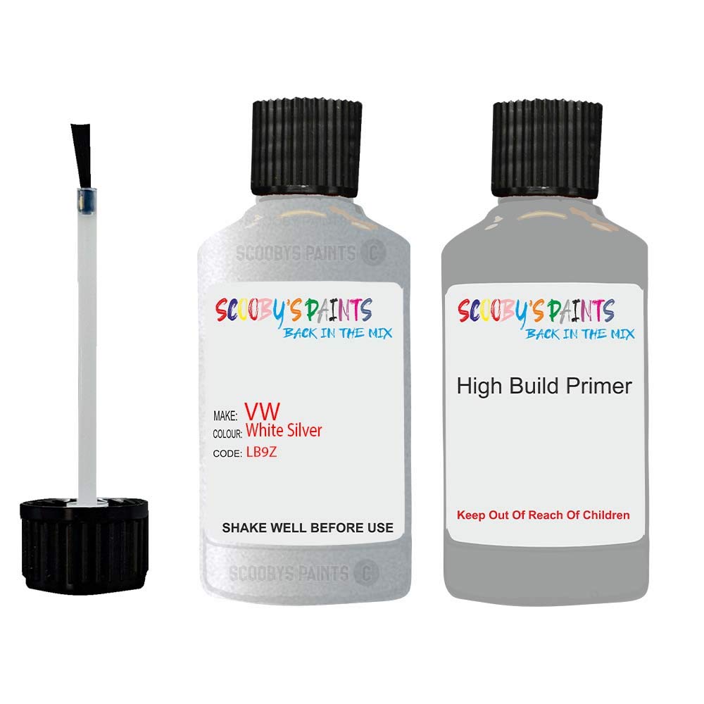 Scoobys Paints Back In The Mix Compatible With Vw White Silver Lb9z Touch Up Paint With Anti Rust Primer