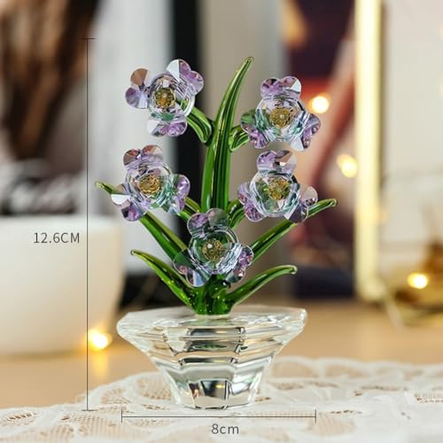 Orchidée en verre de cristal violet pour la décoration de table de salon