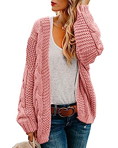 Image of Womens Oversized Chunky Open Front Cardigan Sweaters Cable Knit Long Sleeve Cardigans Outwear Coats