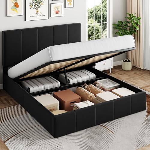 SHA CERLIN Queen Storage Bed Frame with Hydraulic Support
