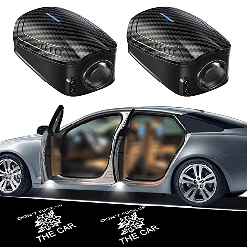 LZLRUN 2Pcs Rechargeable Car Door LED Logo Projector Lights Step Courtesy Welcome Shadow Ghost Lights (Don't Fuck Up The Car)