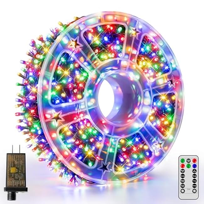 Christmas Lights 1000 LED 328 FT, Waterproof Christmas Tree Lights with 8 Modes, Remote Control 3 Timers & Memory Function Xmas Decorations for House and Holiday (Multicolor)