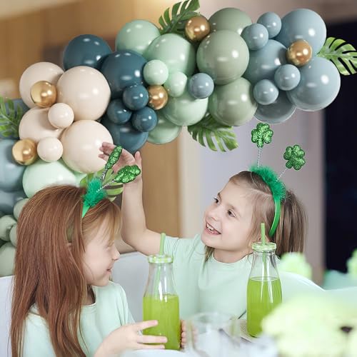 HILAVO Dusty Blue Sage Green Balloon Arch Kit Slate Fog Blue Pastel Green White Sand Beige Gold Balloons Garland for Jungle Safari Birthday Baby Shower Wedding Party Decorations by HILAVO - Used condition - Image 6