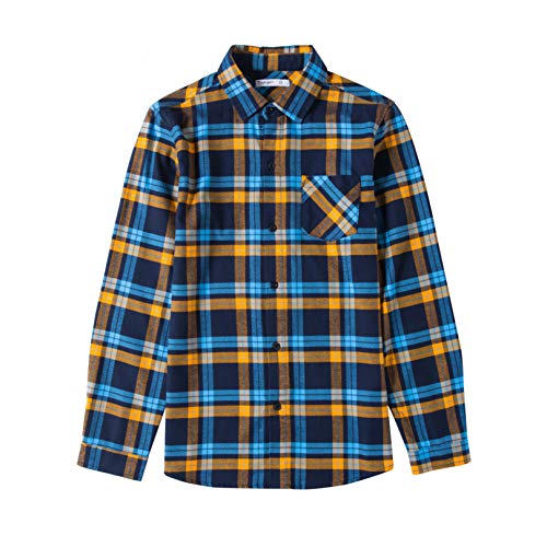 Tronjori Jungen Baumwolle Plaid Knopf unten Langarmshirts mit...