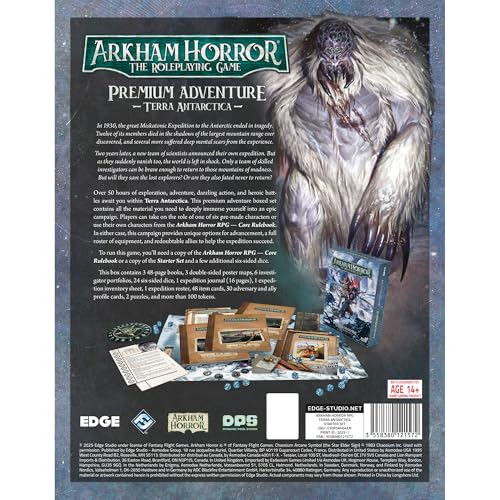 Asmodee Arkham Horror The Roleplaying Game Terra Antarctica Adventure Book, Immersive RPG for Kids & Adults, Ages 14+, 2-6 Players, 1+ Hour Playtime