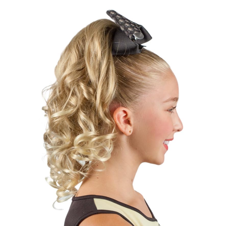 Girly Curls Peluca rizada de animadora de 16 pulgadas para animación y baile (gota de limón)