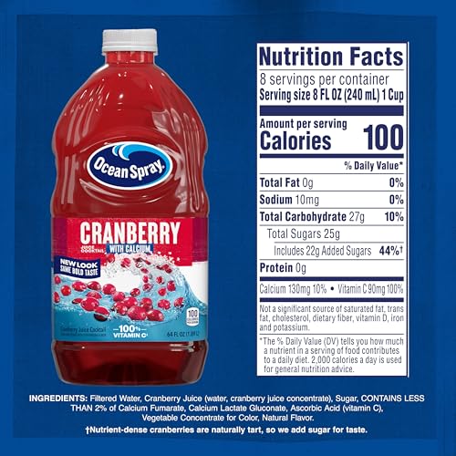 Ocean Spray® Cranberry Juice Cocktail with Calcium, 64 Fl Oz Bottle (Pack of 2)
