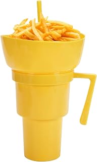 Snack And Drink Cup, 2-in-1 Portable Popcorn Bowl Snack And Drink Container, Combo - Cup With Reusable Tray For Chicken Dessert Movie Picnic Party Stadium