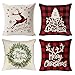 Fundas Cojines Navideños Reno Fundas Almohada Lino Cuadros Rojos Navideños 4 Funda Almohada Navideña Fundas Cojín Reno Copo Nieve Árbol Navidad Feliz Navidad, para Sofá Dormitorio Hogar Decoraciones