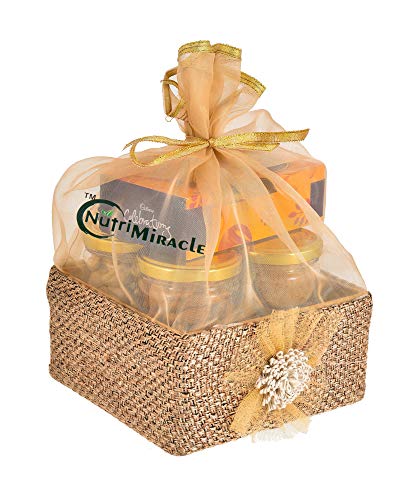 Image of NUTRI MIRACLE Diwali Assorted Dry Fruits Chocolate Gift Box | Corporate Candles Hamper For Staff Clients