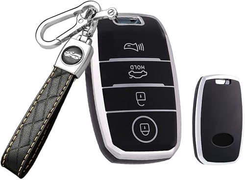 HIBEYO Funda para llavero de 4 botones compatible con Kia Soul Carnival Sedona NIRO Sorento Sportage Rio Forte Optima Cerato Koup TPU Smart Key