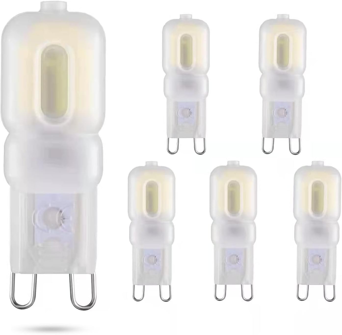 6 Pack G9 LED Bulb 2W (Equivalent to 20W Halogen lamp) T4 G9 Cool White 6000K 120V G9 Base, Crystal Chandelier, 360ยฐ Omni-Directional Lighting, Home Lighting, Non-dimming 200 lumens