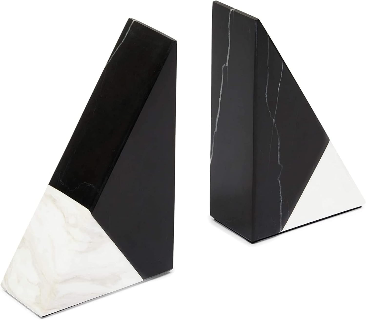Black Marble Decorative Bookends for Shelves (3.8 x 1.8 x 6 in, 1 Pair) : Home & Kitchen