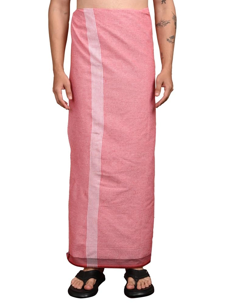Vaka Men’s Dhoti Set – Pure Cotton Traditional Dhoti with Angavastram | Indian Ethnic Wear for Weddings, Pooja, Temple & Festivals | South Indian Mundu Veshti-image-27