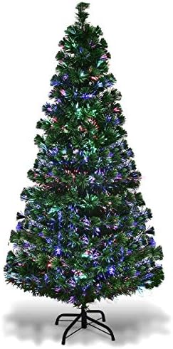 LHONE 3ft/4ft/5ft/6ft Fiber Optic Christmas Tree Small Artificial PVC Christmas Tree with Base (5FT)