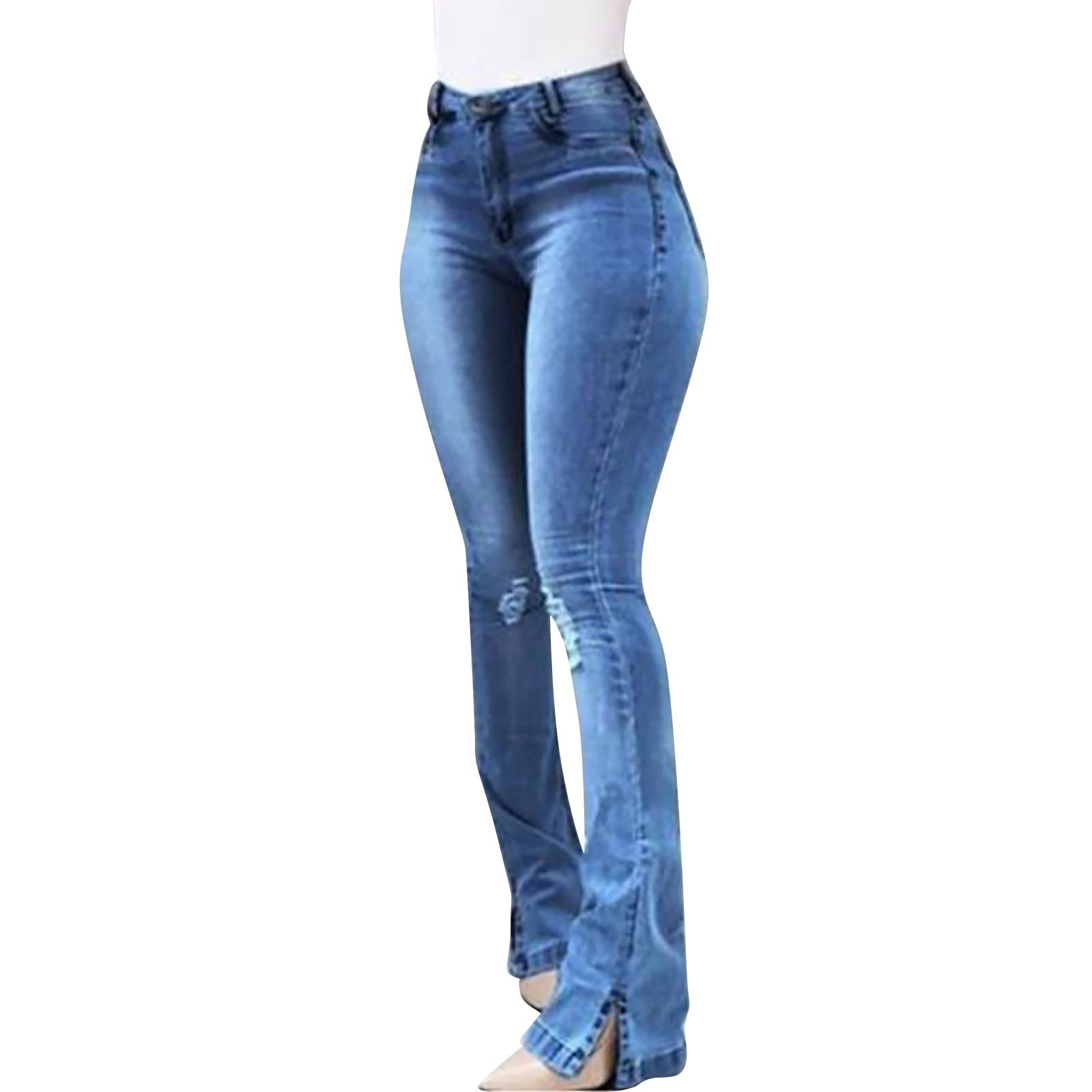 Bootcut Jeans Damen High Waist – Stretch Push-Up Jeans Mit Shaping-Effekt & Knopfleiste