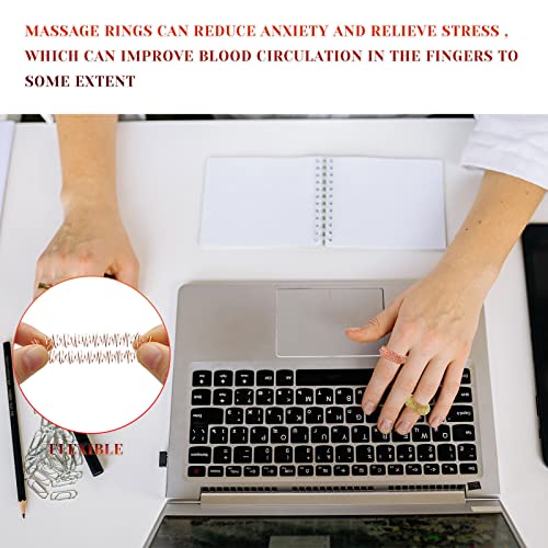 Llmsix 12 Pieces Fidget Rings Acupressure Rings Sensory Rings Trichotillomania Fidget Toys Stress Relief Toys Set For Adults, Silent Stress Reducer (Red, Orange, Blue, Green, Silver, Gold) #TOP6