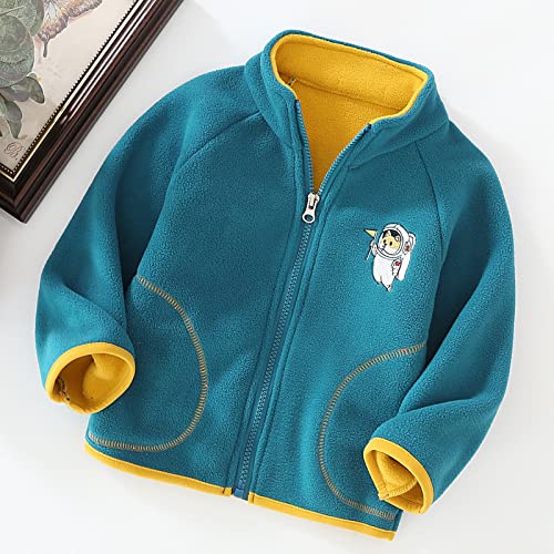 Boys Fall Jacket Toddler Boys Girls Long Sleeve Solid Color Winter Fleece Zippered Coat Jacket (Dark Blue, 7-8 Years)3