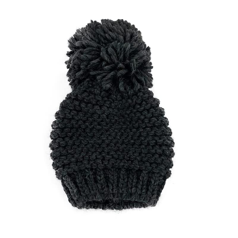 Bonnet en laine fait en Italie BE MY BAG chapeau d'hiver confortable à pompon anthracite pour adulte