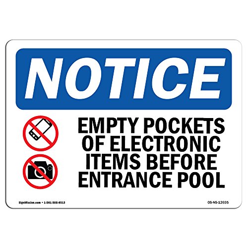 OSHA Notice Sign - Empty Pockets of Electronic | Rigid Plastic Sign | Protect Your Business, Construction Site, Warehouse & Shop Area | Made in The USA